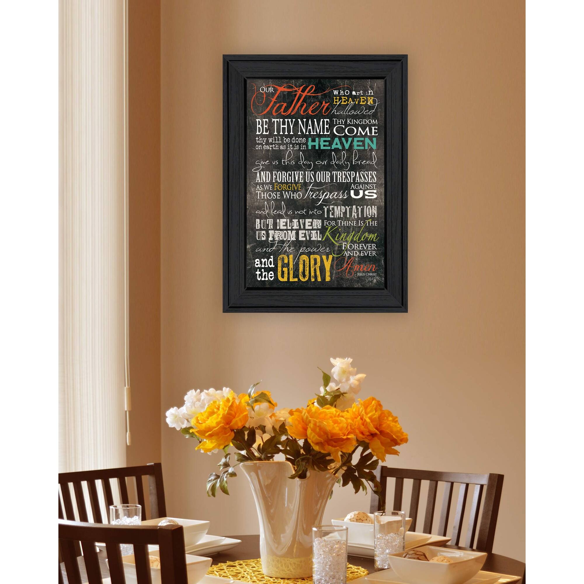 TrendyDecor4U Farmhouse "The Lords Prayer" Framed Print Wall Art by